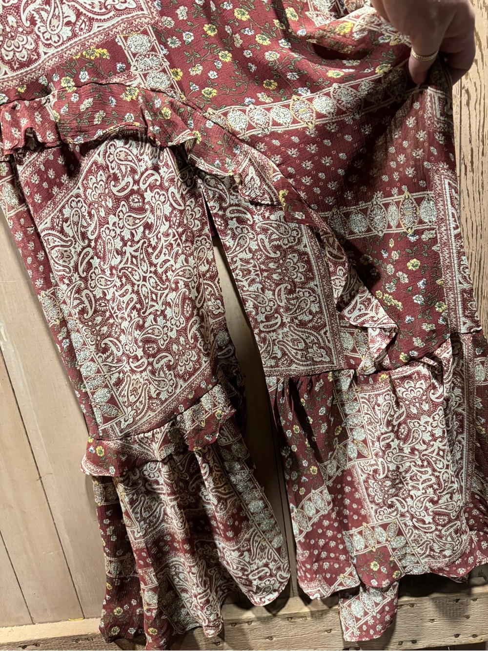 NWT three bird nest Love Riche Rust and Cream Boho Maxi Dress - Picture 4 of 6